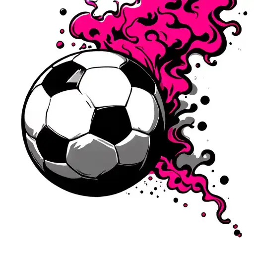Soccer Ball With Pink Smoke Coming Out