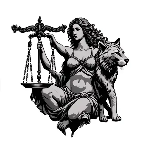 Lady Justice Holding Cub