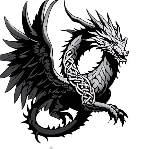Celtic Wyvern With Celtic Knots For Wings Wrapped