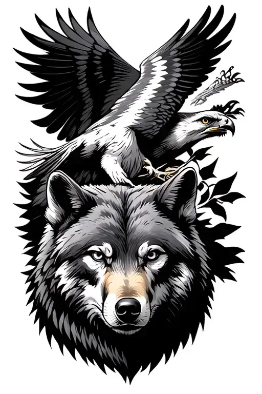 Falcon From Above The Bear Is Lower And The Wolf Below