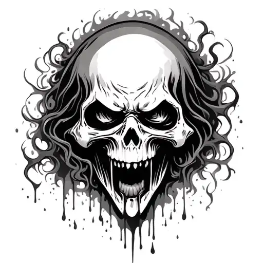 Grim Reaper Crying Blood Flowing