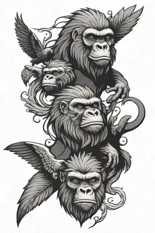 Gorilla Eagle Intertwined