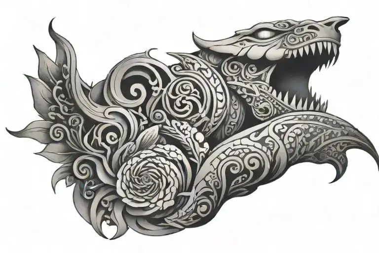 Male Full Neck Tattoo Design Wrap Around