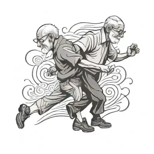 Grandpa And Grandson Dancing