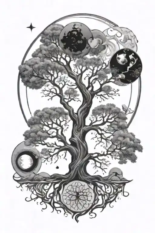 Tree Of Life With Moon Phases