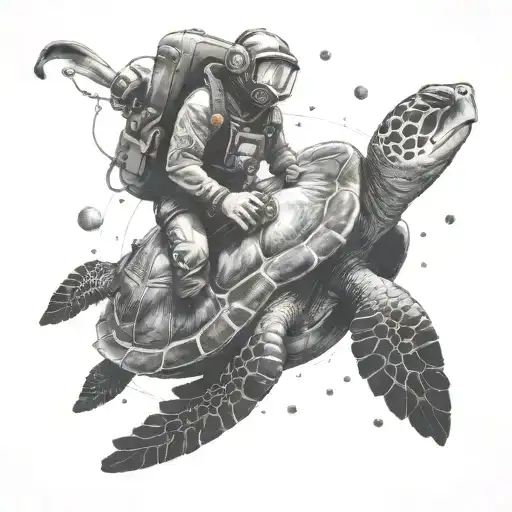 Dj Riding A Sea Turtle Through Space