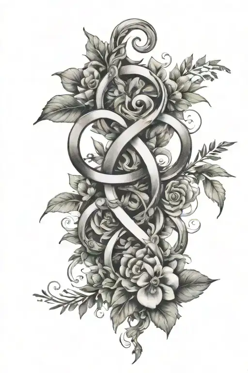 Panseys And Greenery With Ocean And Infinity Sign