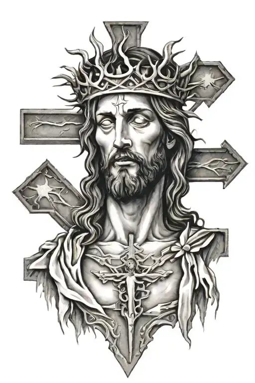 Full Image Of Jesus On The Cross With Thorn Crown