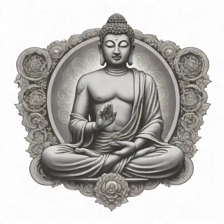 Buddha Meditating Figure Surrounded With Headphones