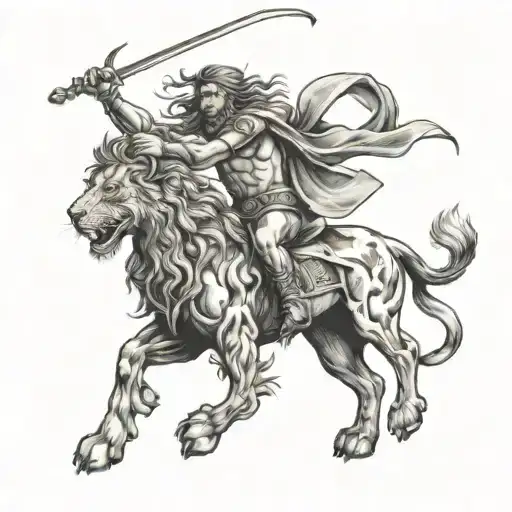Body Of Sagittarius Riding On A Lion