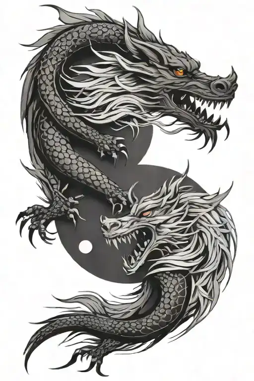 Yin And Yang Dragon And Wolf Simple