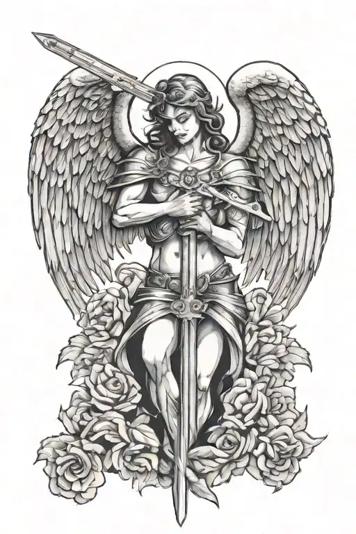 Fallen Angel Holding A Sword