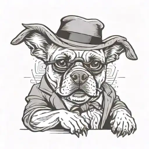 Dog Sitting Like A Mobster Boss Holding