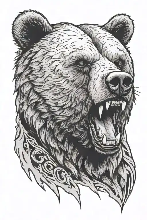 Angry Grizzly Bear With Fear Of God Written Inside