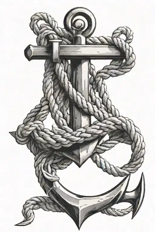 Anchor With Two Ropes Bonded Together Representing A Father And His Sons