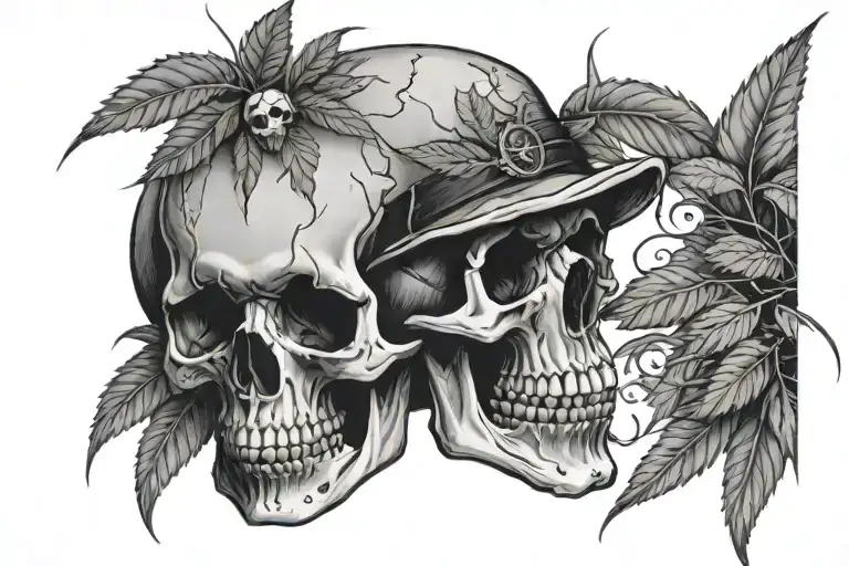 Weed And Skull Wearing