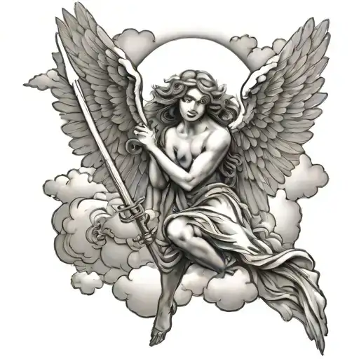 Angels And Clouds In The Background