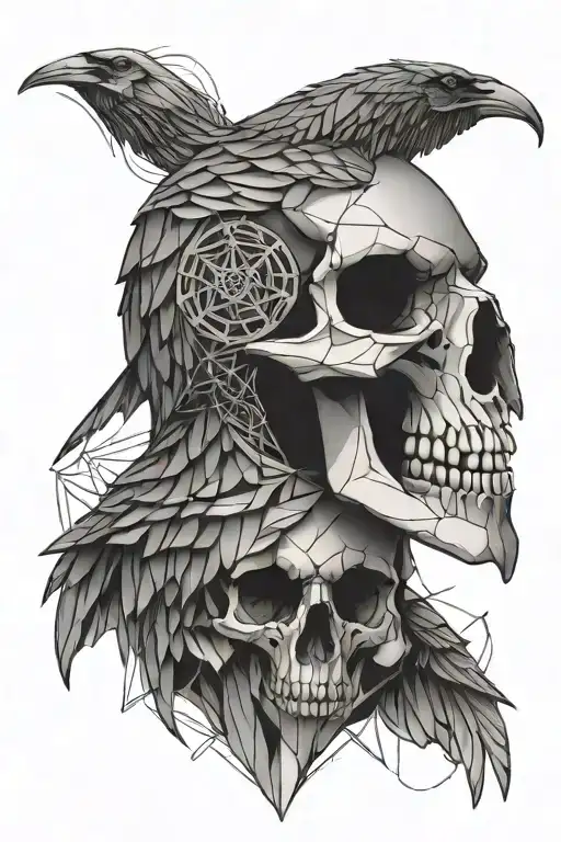 Crow Skull Geometric Design Incorporating