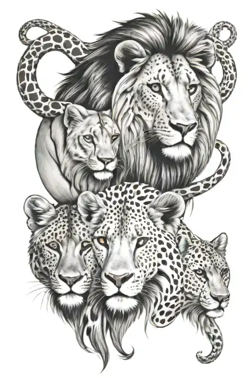 Lion Monkey Cheetah Giraffe Elephant
