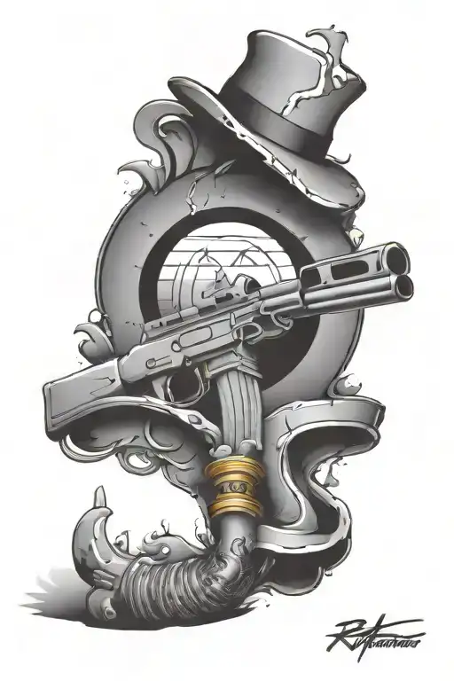 Richardson Graffiti In Stone Incorporated Into It Ak-47 Smoking Gun With Banana Clip