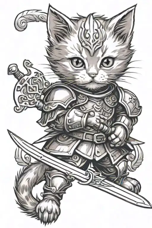 The Knight Kitten With Sword