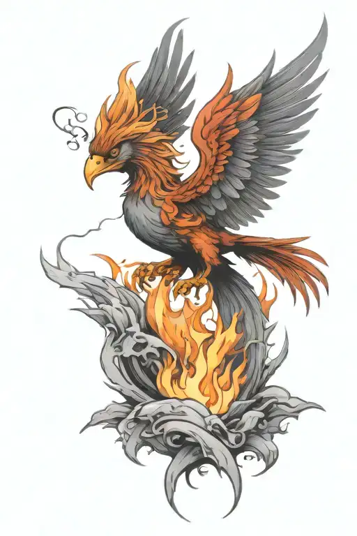 Fire Phoenix Rising From The Ashes