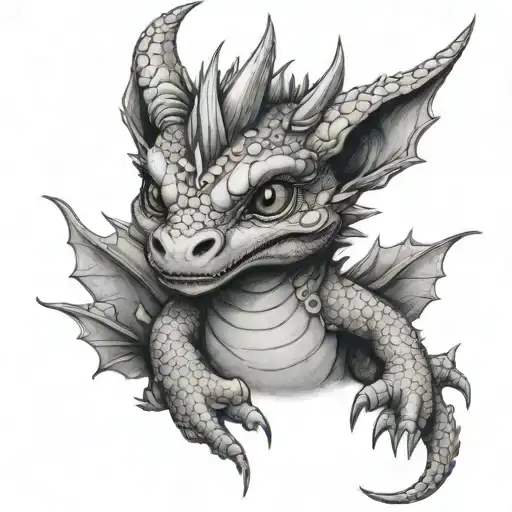 Baby Dragon With Small Horns And A Crown