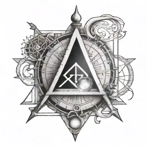 Square And Compass With The 7 Hermetic Principles Inside The Golden Ratio