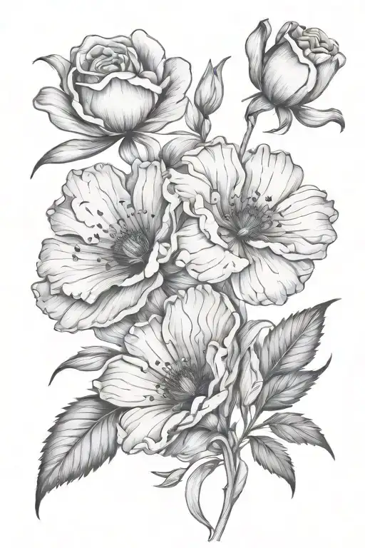 Rose Marigold Cosmos Daisy Poppy Gladiolus Bouquet