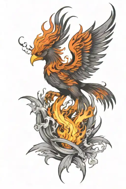 Fire Phoenix Rising From The Ashes
