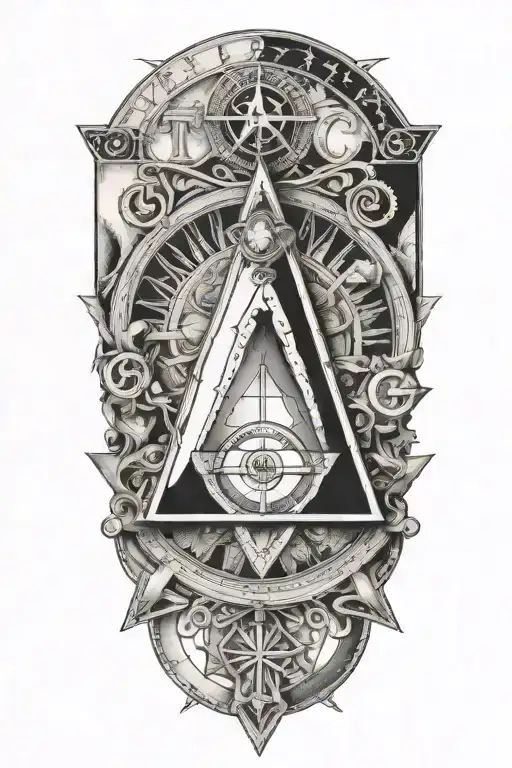 Square And Compass With The 7 Hermetic Principles And The Golden Ratio Incorporated