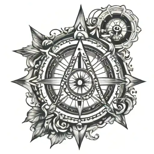 Square And Compass With The 7 Hermetic Principles And The Golden Ratio Incorporated