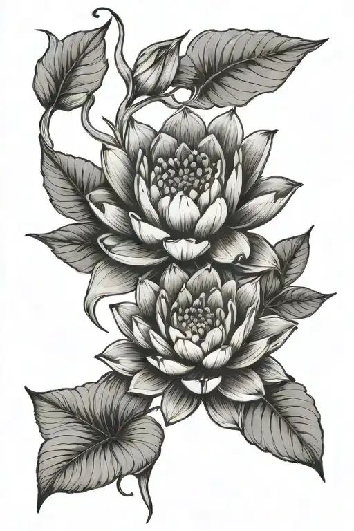 Lotus Flower Water Lily Rose Intertwined