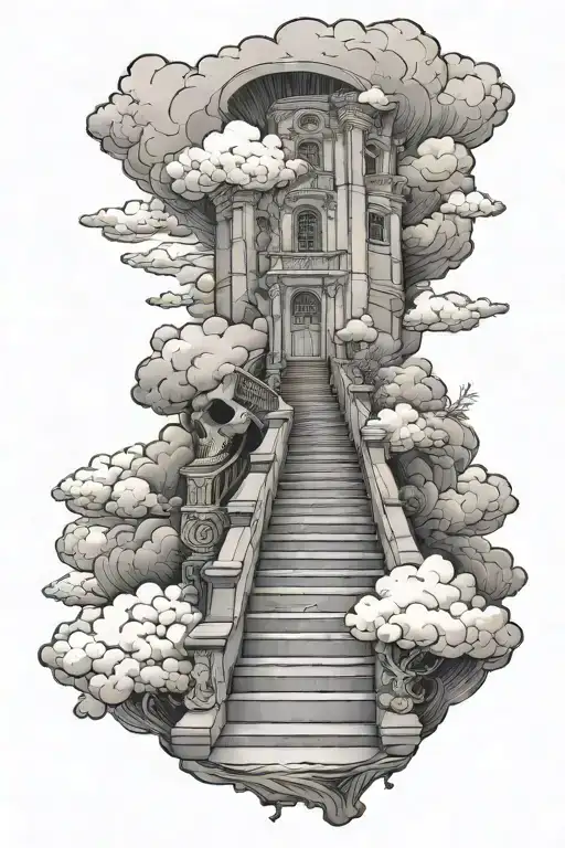 Stairway To Heaven Staircase With Clouds