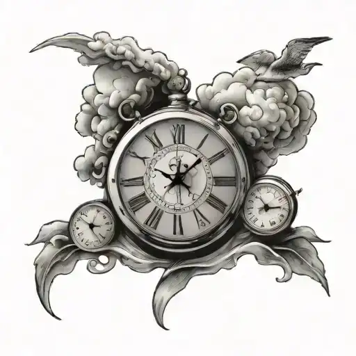 Clock And Clouds With The Letters Carter