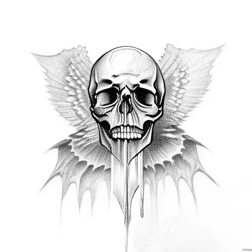 Crying Skull With Bat Wings