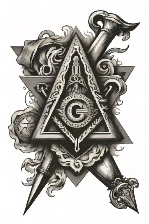 Masonic Square And Compass With The 7 Hermetic Principles