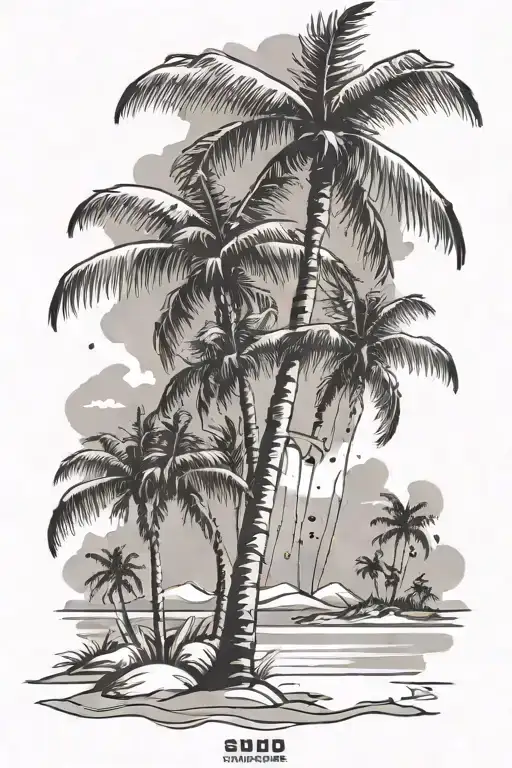 Snow And Beach Palm Trees Setting