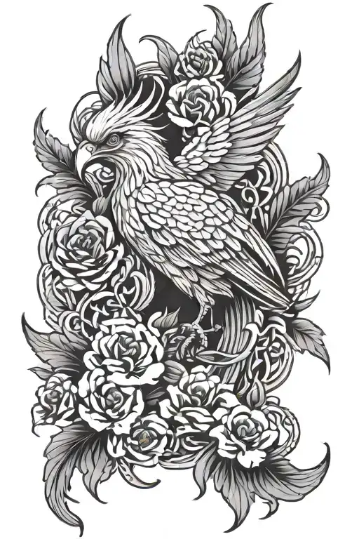 Phoenix With Chains And Flowers