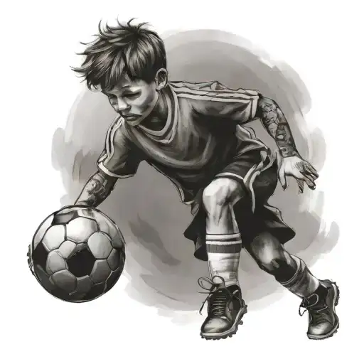 A Realistic Portrait Of A Child Playing Soccer Player