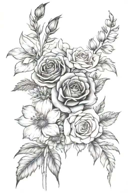 Rose Marigold Cosmos Daisy Poppy Gladiolus Flower Bouquet