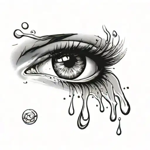 Female Crying Eye Tears Falling