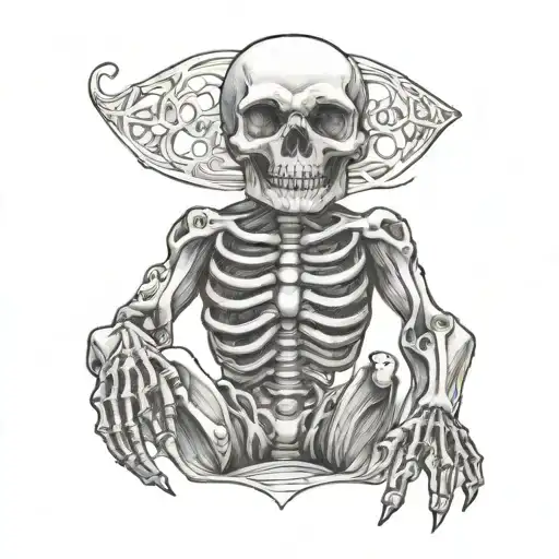 A Baby Trapped Inside Of A Skeleton Torax