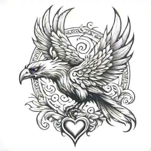 Phoenix With Broken Heart Shape