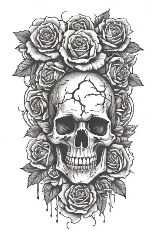 Skull Bleeding With Roses