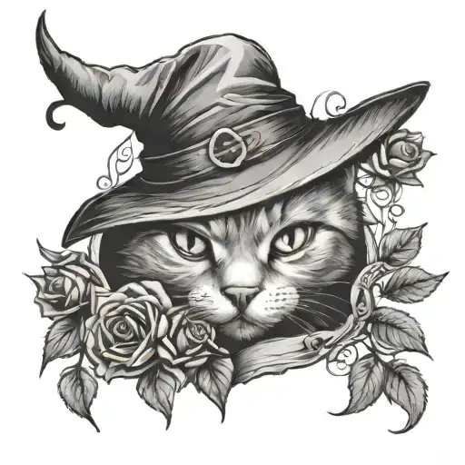 Witch Cat With A Rose For Daughter