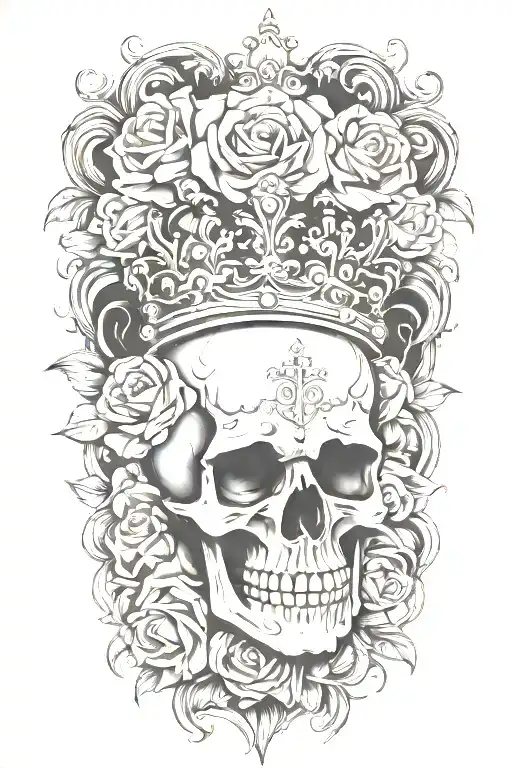 Skull Crown Roses