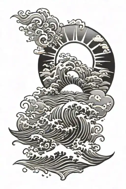 Sea Waves Sun Rising