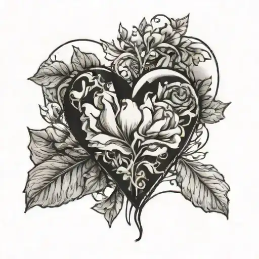 Heart With A Floral Background In A Polaroid Picture