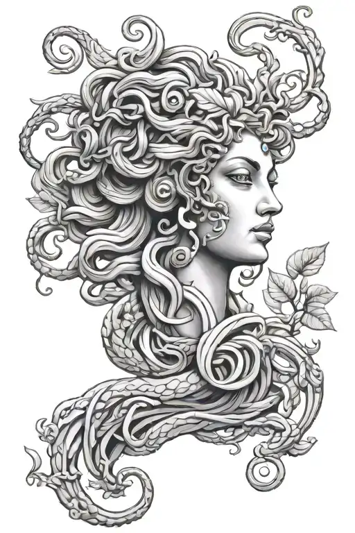 Medusa Greek Mythology With Nature Scene